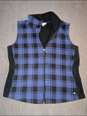 Northern Reflections Blue and Black Plaid Fleece Vest